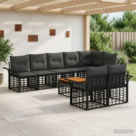 Ensemble de canapés d'extérieur 9 pcs Noir et Gris foncé 642701642701