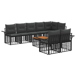 Ensemble de canapés d'extérieur 9 pcs Noir et Gris foncé 642701642701