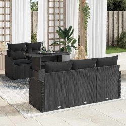 Ensemble de canapé de jardin 6 pcs Noir Poly Rattan 642702642702
