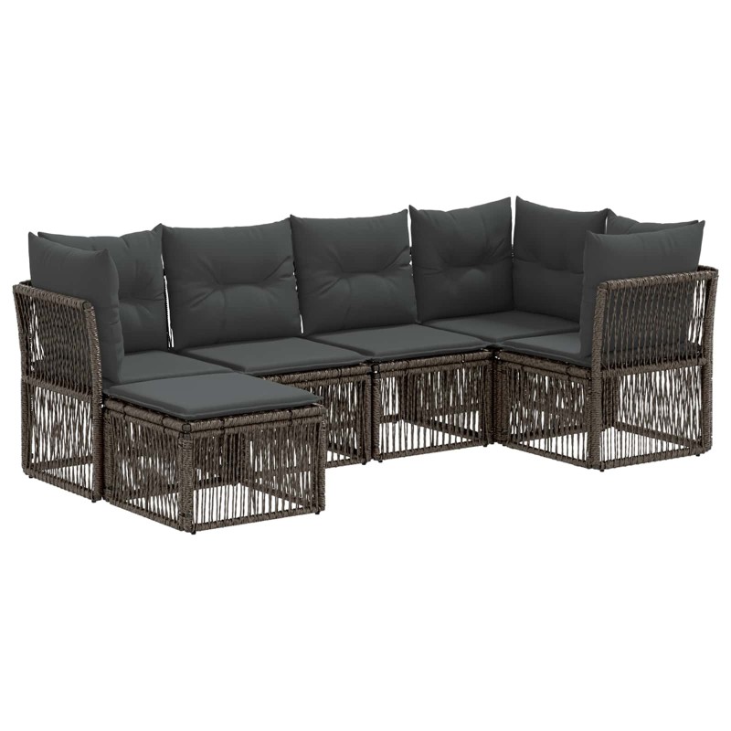 Ensemble de canapé de jardin 6 pcs Gris polyrotin 642704642704