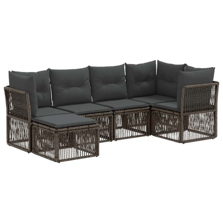 Ensemble de canapé de jardin 6 pcs Gris polyrotin 642704642704