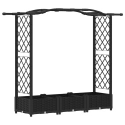 Lit Élevé avec Treillis et Toit Noir 169 x 40 x 123 cm PP 642706642706