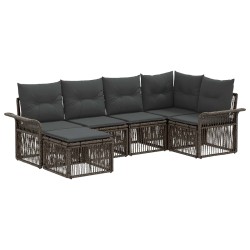 Ensemble de canapé de jardin 6 pcs Gris polyrotin 642707642707