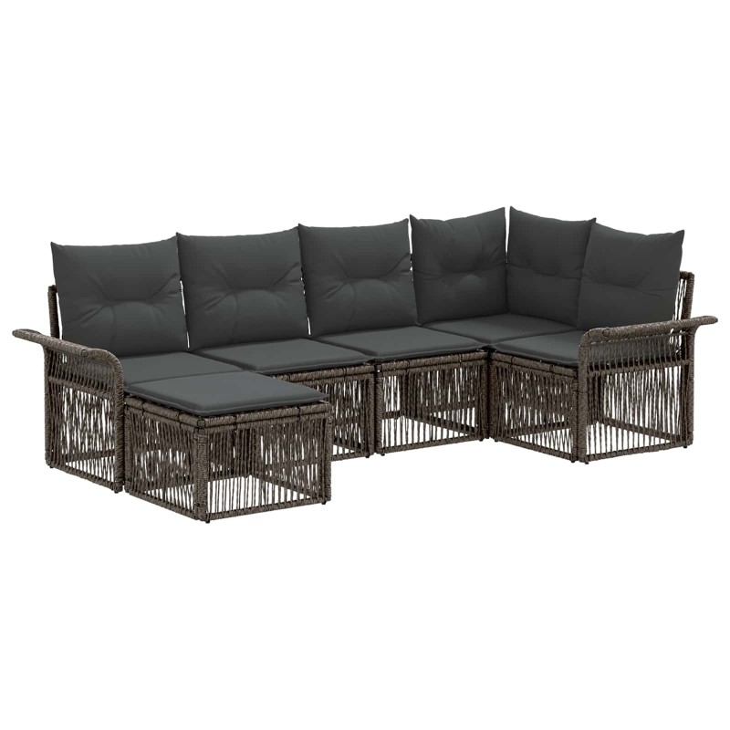 Ensemble de canapé de jardin 6 pcs Gris polyrotin 642707642707