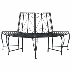 Banc d'Arbre 4-Nombre de places 160 x 80 x 89 cm Acier Noir 642710642710