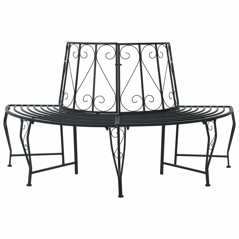 Banc d'Arbre 4-Nombre de places 160 x 80 x 89 cm Acier Noir 642710642710