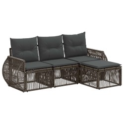 Ensemble de canapé de jardin 4 pcs Gris et Gris foncé polyrotin 642715642715