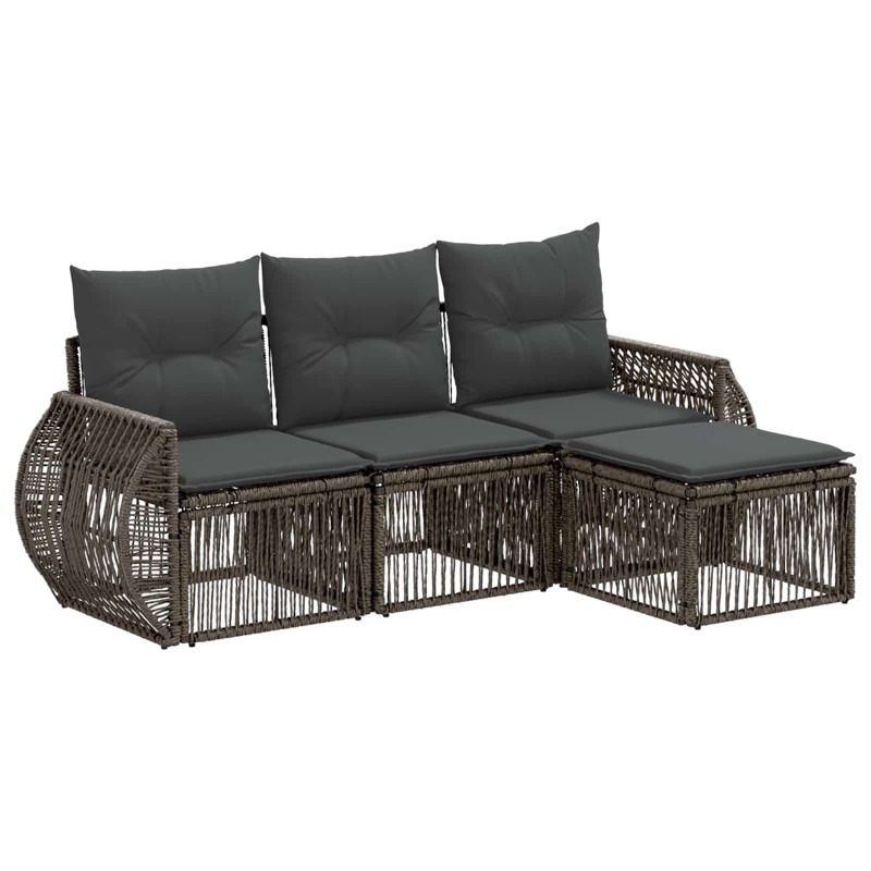 Ensemble de canapé de jardin 4 pcs Gris et Gris foncé polyrotin 642715642715