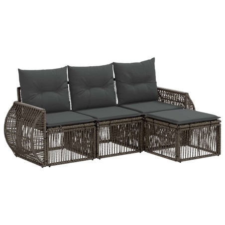 Ensemble de canapé de jardin 4 pcs Gris et Gris foncé polyrotin 642715642715