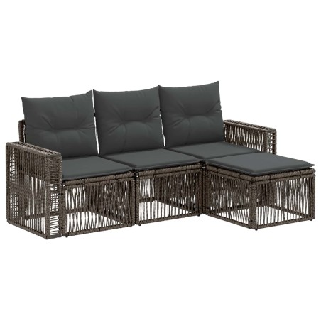 Ensemble de canapé de jardin 4 pcs Gris et Gris foncé polyrotin 642716642716