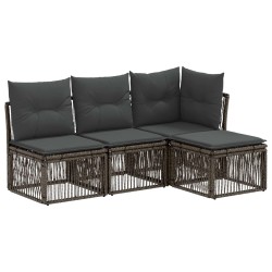 Ensemble de canapé de jardin 4 pcs Gris polyrotin 642720642720