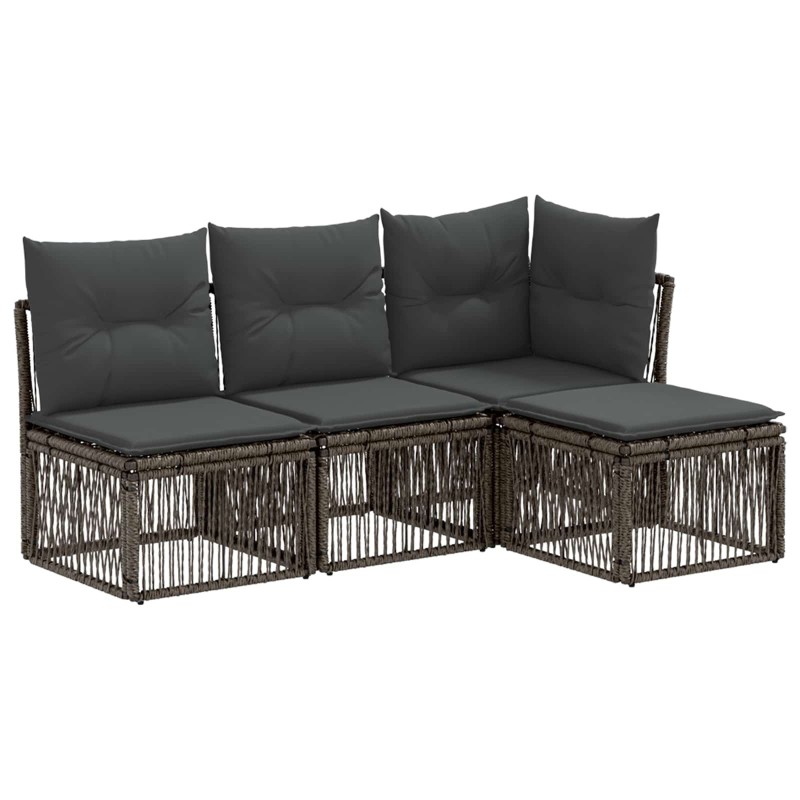 Ensemble de canapé de jardin 4 pcs Gris polyrotin 642720642720