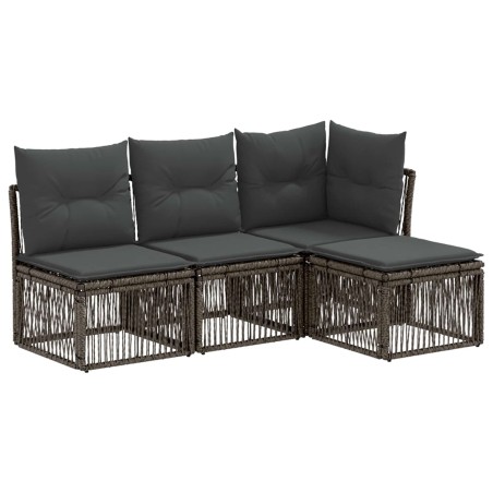Ensemble de canapé de jardin 4 pcs Gris polyrotin 642720642720