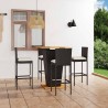 Ensemble de bar de jardin 5 pcs et coussins Résine tressée Noir 642723642723
