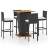 Ensemble de bar de jardin 5 pcs et coussins Résine tressée Noir 642723642723