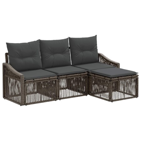 Ensemble de canapé de jardin 4 pcs Gris polyrotin 642724642724
