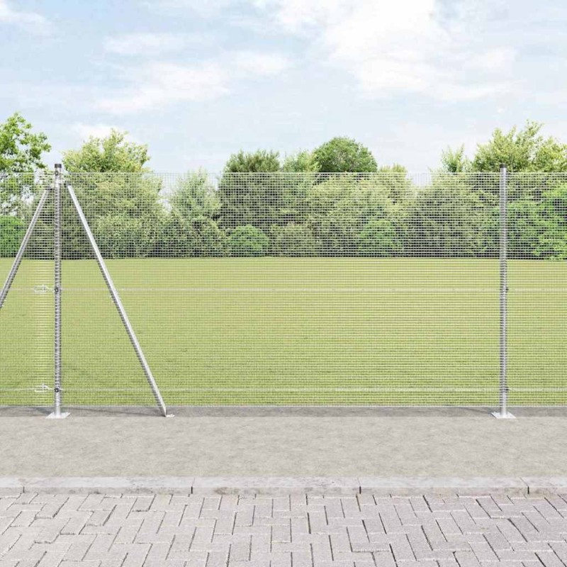 Clôture en fil soudé avec base en béton 10 x 1,2 m Argenté 642725642725