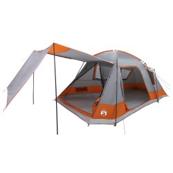 Tente Cabane Gris et orange 12-Personnes Polyester et Acier 642734642734