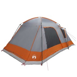 Tente Cabane Gris et orange 12-Personnes Polyester et Acier 642734642734