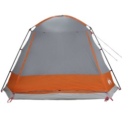 Tente Cabane Gris et orange 12-Personnes Polyester et Acier 642734642734