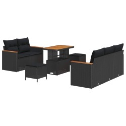 Ensemble de canapé de jardin avec coussin 10 pcs Noir polyrotin 642740642740