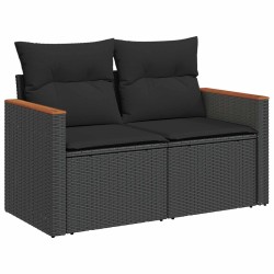 Ensemble de canapé de jardin avec coussin 10 pcs Noir polyrotin 642740642740