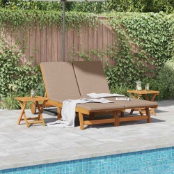 Transat avec coussin Taupe Bois d'Acacia Massif 642742642742