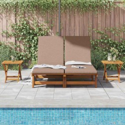 Transat avec coussin Taupe Bois d'Acacia Massif 642742642742