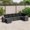 Salon de jardin 7 pcs avec coussins noir résine tressée 642750642750