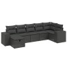 Salon de jardin 7 pcs avec coussins noir résine tressée 642750642750