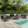 Salon de jardin 9 pcs avec coussins Résine tressée Gris 642769642769