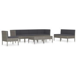 Salon de jardin 9 pcs avec coussins Résine tressée Gris 642769642769