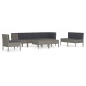 Salon de jardin 9 pcs avec coussins Résine tressée Gris 642769642769