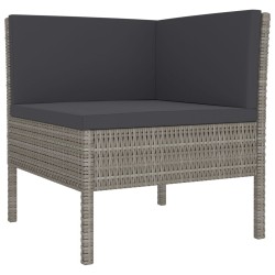 Salon de jardin 9 pcs avec coussins Résine tressée Gris 642769642769