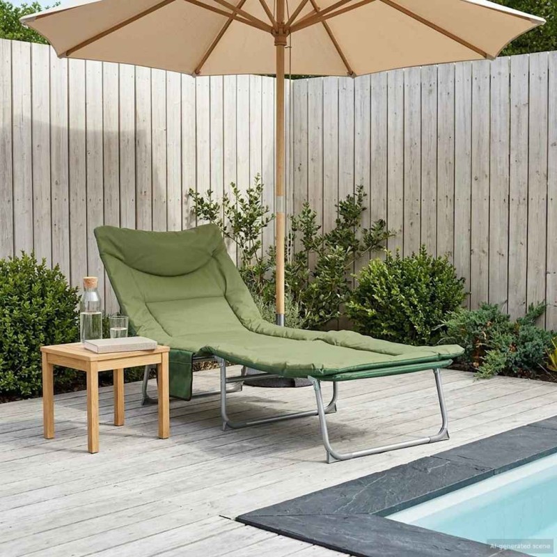 Transat pliant avec coussin Vert foncé 642770642770
