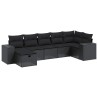 Salon de jardin 7 pcs avec coussins noir résine tressée 642783642783