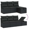Salon de jardin 7 pcs avec coussins noir résine tressée 642783642783