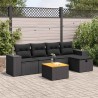 Salon de jardin 6 pcs avec coussins noir résine tressée 642813642813