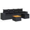 Salon de jardin 6 pcs avec coussins noir résine tressée 642813642813