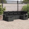 Salon de jardin 6 pcs avec coussins noir résine tressée 642815642815