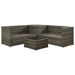 Salon de jardin 4 pcs avec coussins résine tressée gris 642819642819