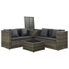 Salon de jardin 4 pcs avec coussins résine tressée gris 642819642819