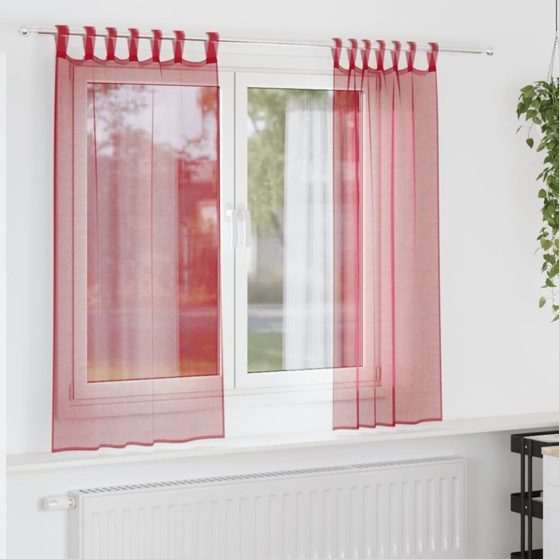 Voilages à œillets 2 pcs rouge bordeaux 140 x 175 cm 642823642823