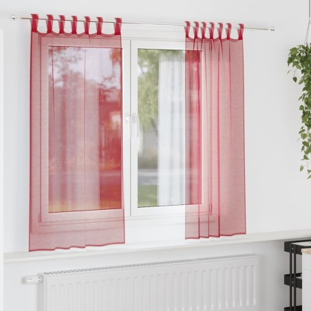 Voilages à œillets 2 pcs rouge bordeaux 140 x 175 cm 642823642823