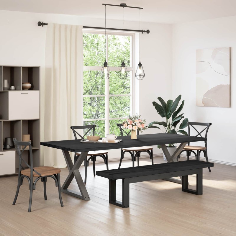 Banc de salle à manger NOAIN 180 x 41 x 45 cm Pin massif Noir 642830642830