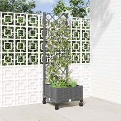Bac de jardin avec treillis et roues Gris clair PP 642845642845
