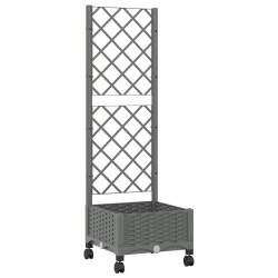 Bac de jardin avec treillis et roues Gris clair PP 642845642845
