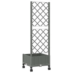 Bac de jardin avec treillis et roues Gris clair PP 642845642845