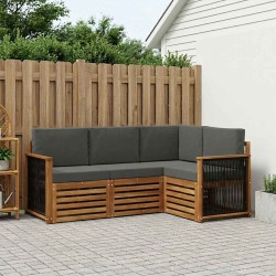 Ensembles de canapés avec coussin 4 pcs Bois d'Acacia Massif 642848642848