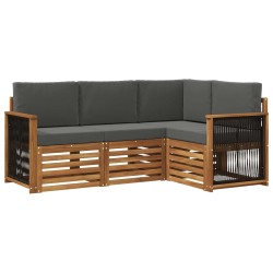 Ensembles de canapés avec coussin 4 pcs Bois d'Acacia Massif 642848642848